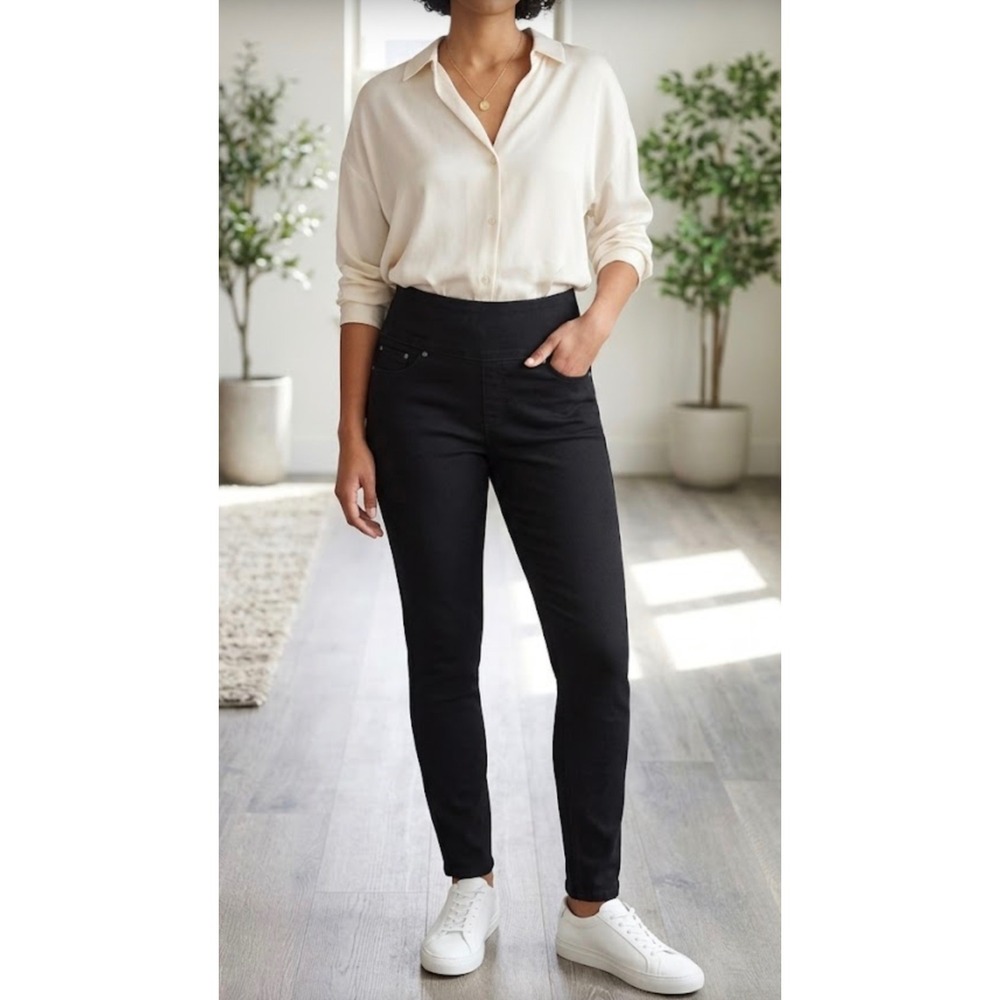 Spanx The Perfect Pant Black High Rise Skinny Pull On Side Zip XL 14-16